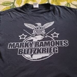 Men's Black Vintage Large Marky Ramones Blitzkrieg Rock Band Music Shirt Rare